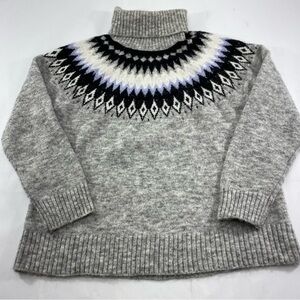 ASPEN Women’s (Unisex) Gray Pattern Turtleneck Sweater Size XL Super Soft